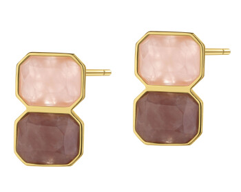 Kolczyki z mosiądzu pozłacane z kwarcami