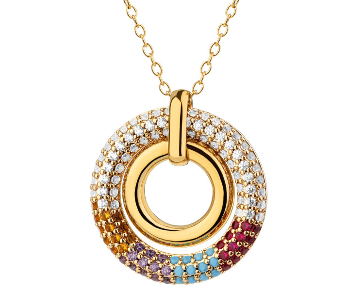 Naszyjnik z mosiądzu pozłacany z cyrkoniami