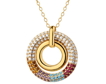 Naszyjnik z mosiądzu pozłacany z cyrkoniami