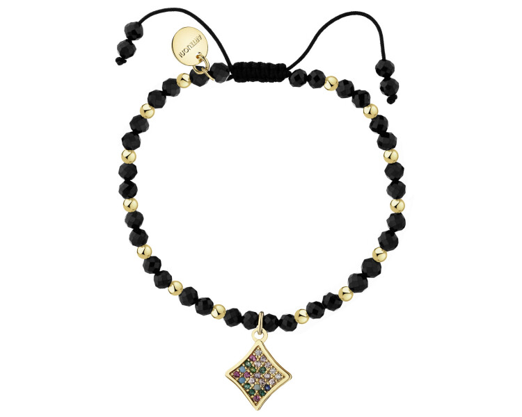 Bransoletka z mosiądzu pozłacana z cyrkoniami i spinelami - karo