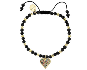 Bransoletka z mosiądzu pozłacana z cyrkoniami i spinelami - serce