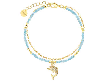 Bransoletka z mosiądzu pozłacana z cyrkoniami - delfin