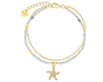 Bransoletka z mosiądzu pozłacana z cyrkoniami - rozgwiazda