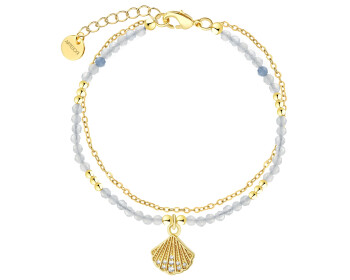 Bransoletka z mosiądzu pozłącana z cyrkoniami - muszla