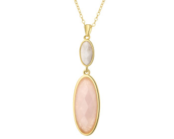 Naszyjnik z mosiądzu pozłacany z kwarcem i kamieniem księżycowym