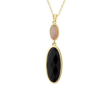 Naszyjnik z mosiądzu pozłacany z agatami