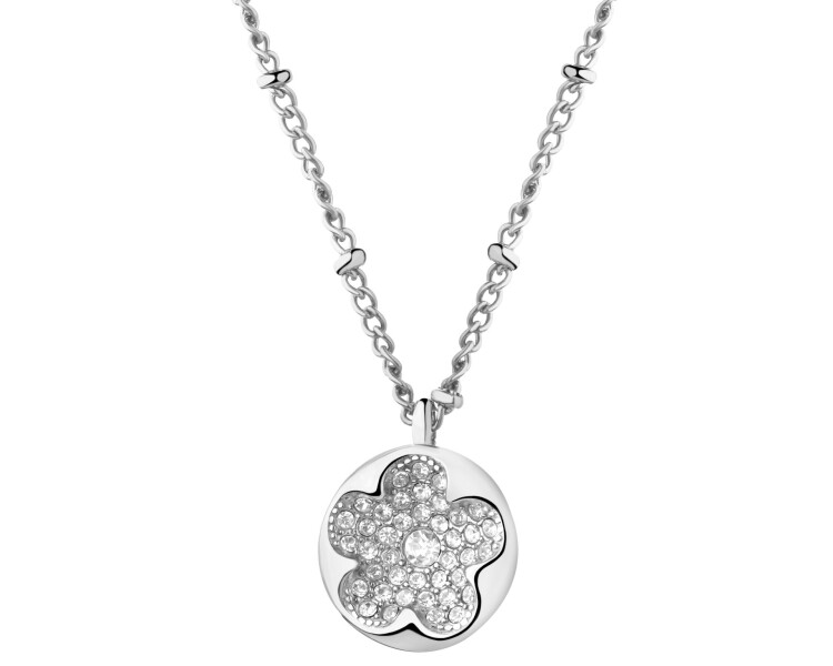 Naszyjnik ze stali szlachetnej z kryształami - kwiat