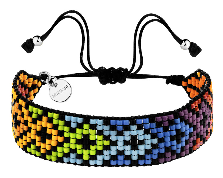 Bransoletka z elementami z mosiądzu pozłacanego i szklanymi koralikami