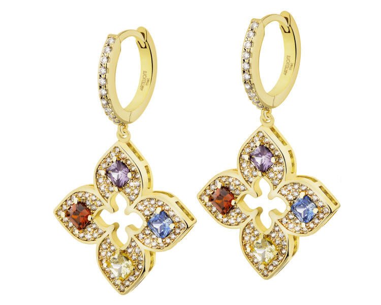 Kolczyki z mosiądzu pozłacane z cyrkoniami