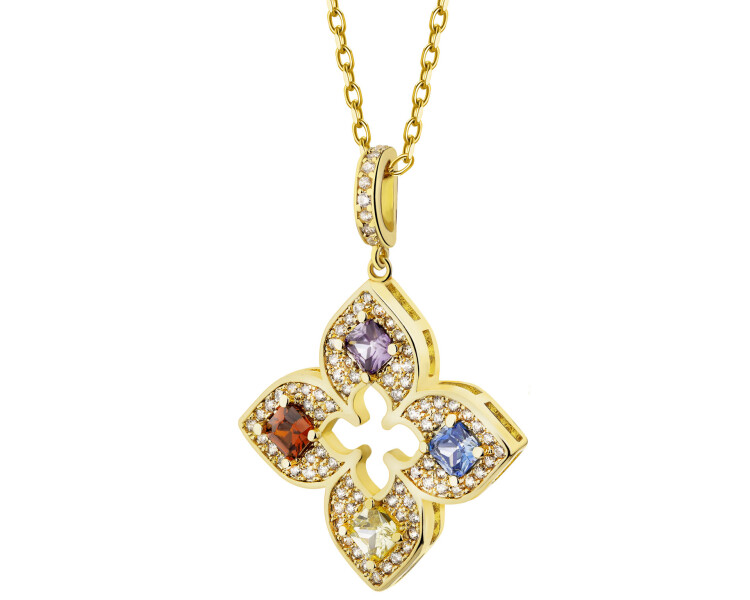 Naszyjnik z mosiądzu pozłacany z cyrkoniami