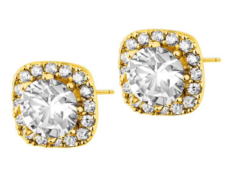 Kolczyki z mosiądzu pozłacane z cyrkoniami