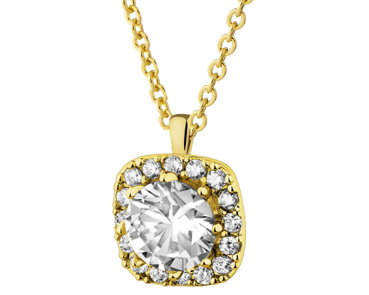 Naszyjnik z mosiądzu pozłacany z cyrkoniami