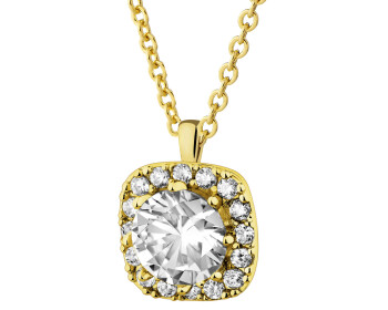 Naszyjnik z mosiądzu pozłacany z cyrkoniami