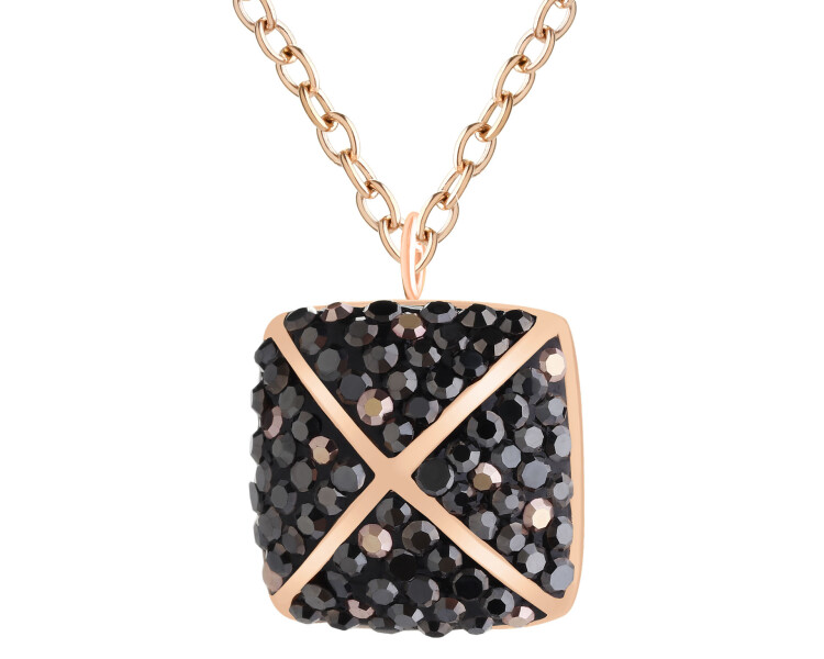 Naszyjnik ze stali szlachetnej z markasytami - kwadrat