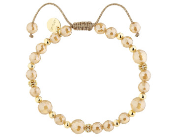 Bransoletka z mosiądzu pozłacana z agatami i cyrkoniami