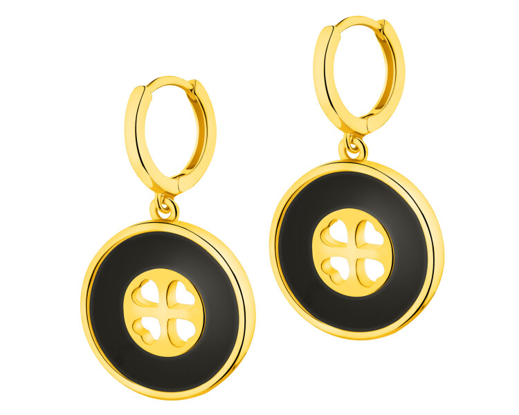 Kolczyki z mosiądzu pozłacane z agatami - koło, serce