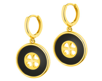 Kolczyki z mosiądzu pozłacane z agatami - koło, serce