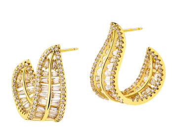 Kolczyki z mosiądzu pozłacane z cyrkoniami