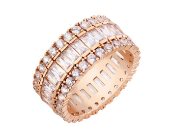 Pierścionek z mosiądzu pozłacany z cyrkoniami