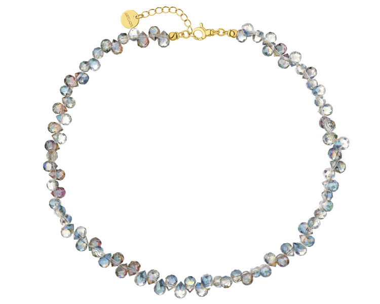 Naszyjnik z mosiądzu pozłacany ze szklanymi detalami