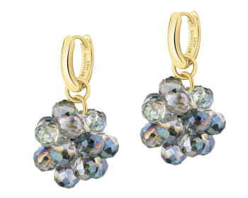 Kolczyki z mosiądzu pozłacane ze szklanymi detalami