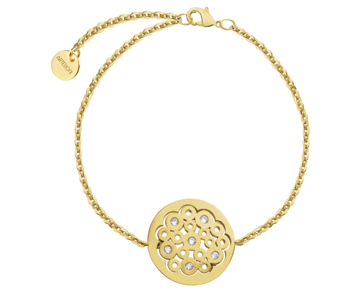 Bransoletka z mosiądzu pozłacana z cyrkoniami