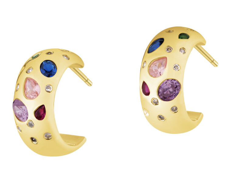 Kolczyki z mosiądzu pozłacane z cyrkoniami