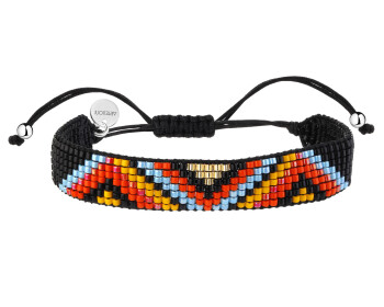 Bransoletka z elementami z mosiądzu rodowanego i szklanymi koralikami