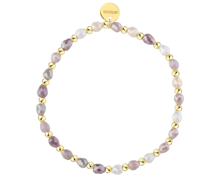 Bransoletka z mosiądzu pozłacana z agatami