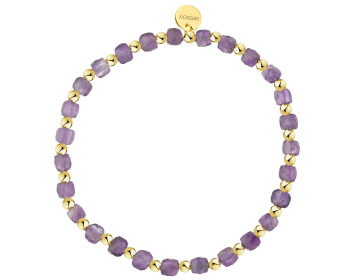 Bransoletka z mosiądzu pozłacana z ametystami