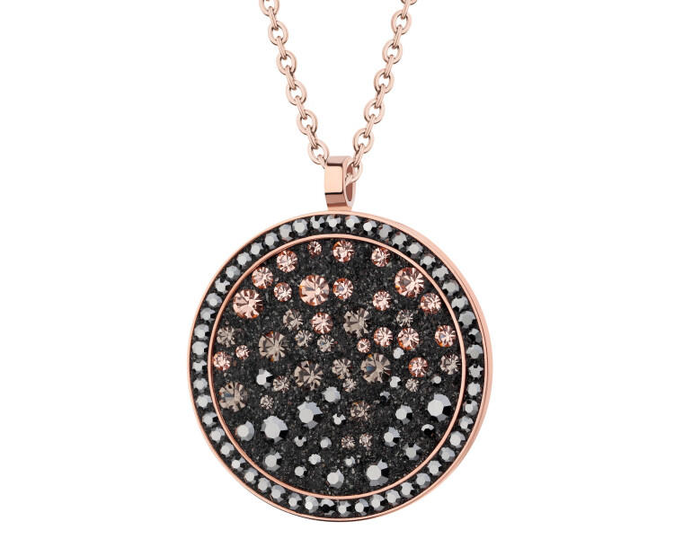 Naszyjnik ze stali szlachetnej z kryształami - koło