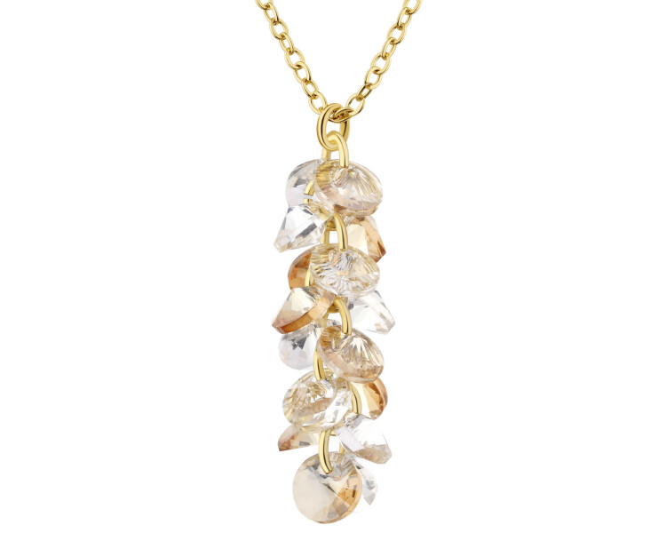 Naszyjnik z mosiądzu pozłacany ze szklanymi detalami