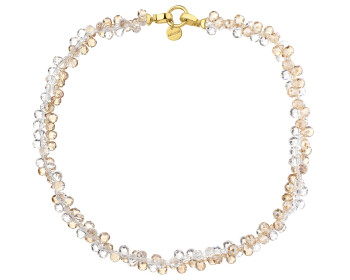 Naszyjnik z mosiądzu pozłacany ze szklanymi detalami